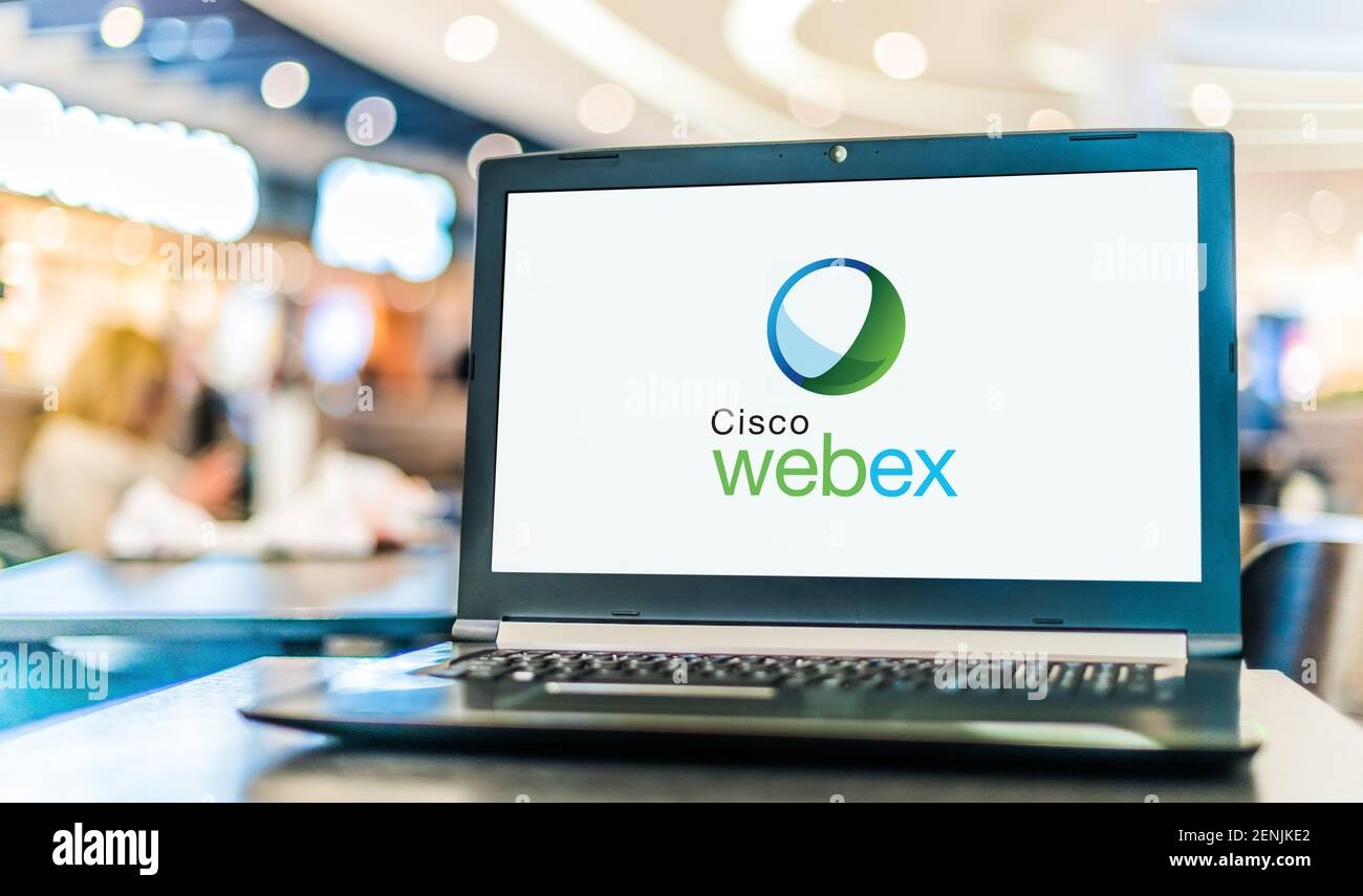 POZNAN, POL - 6 JANVIER 2021 : ordinateur portable affichant le logo de Cisco Webex, une société américaine qui développe et vend des conférences Web et des vidéoconférences Banque D'Images