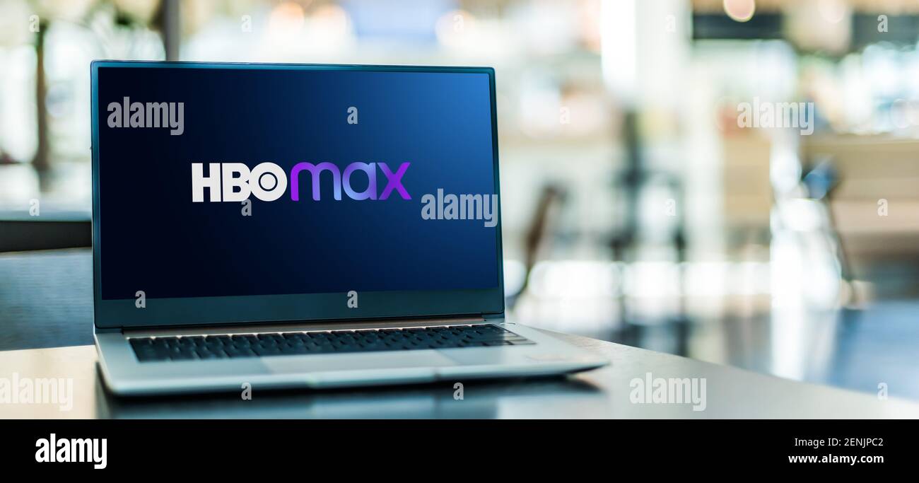 POZNAN, POL - 6 JANVIER 2021 : ordinateur portable affichant le logo de HBO Max, un service américain de streaming vidéo à la demande par abonnement détenu par AT&T. Banque D'Images