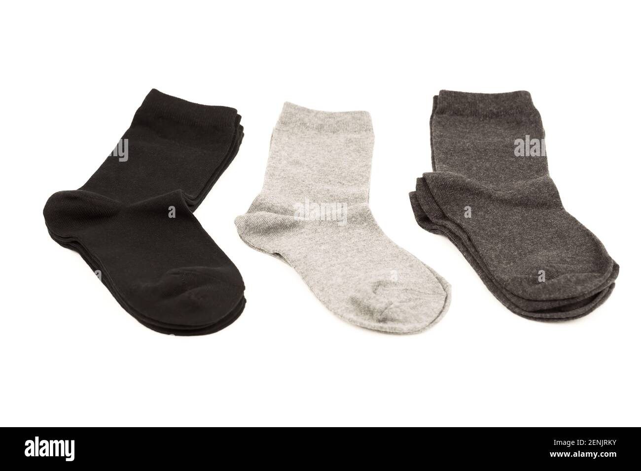 Trois paires de chaussettes isolé sur fond blanc. Banque D'Images
