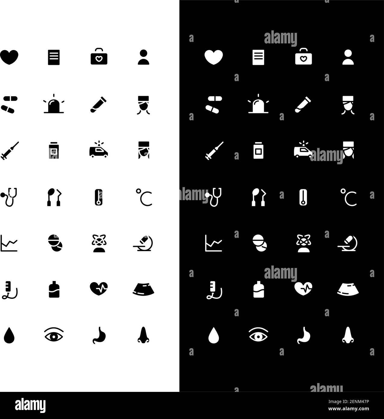 Icônes de glyphe de médecine définies pour le mode nuit et jour Illustration de Vecteur