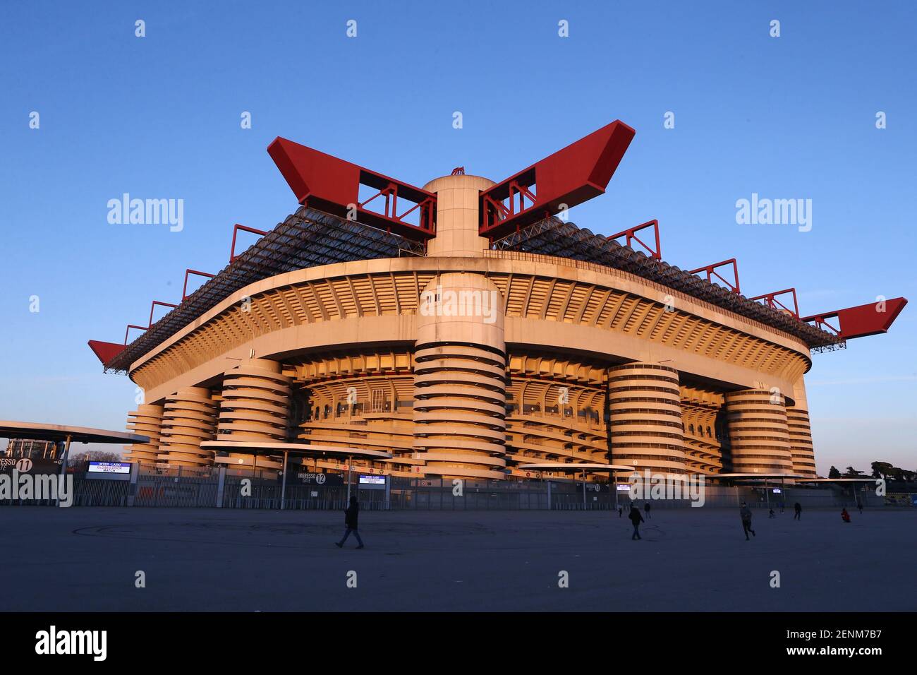 Milan, Italie. 14 février 2021 .vue générale du stade Giuseppe Meazza pendant la série UN match entre FC Internazionale et SS Lazio. Banque D'Images