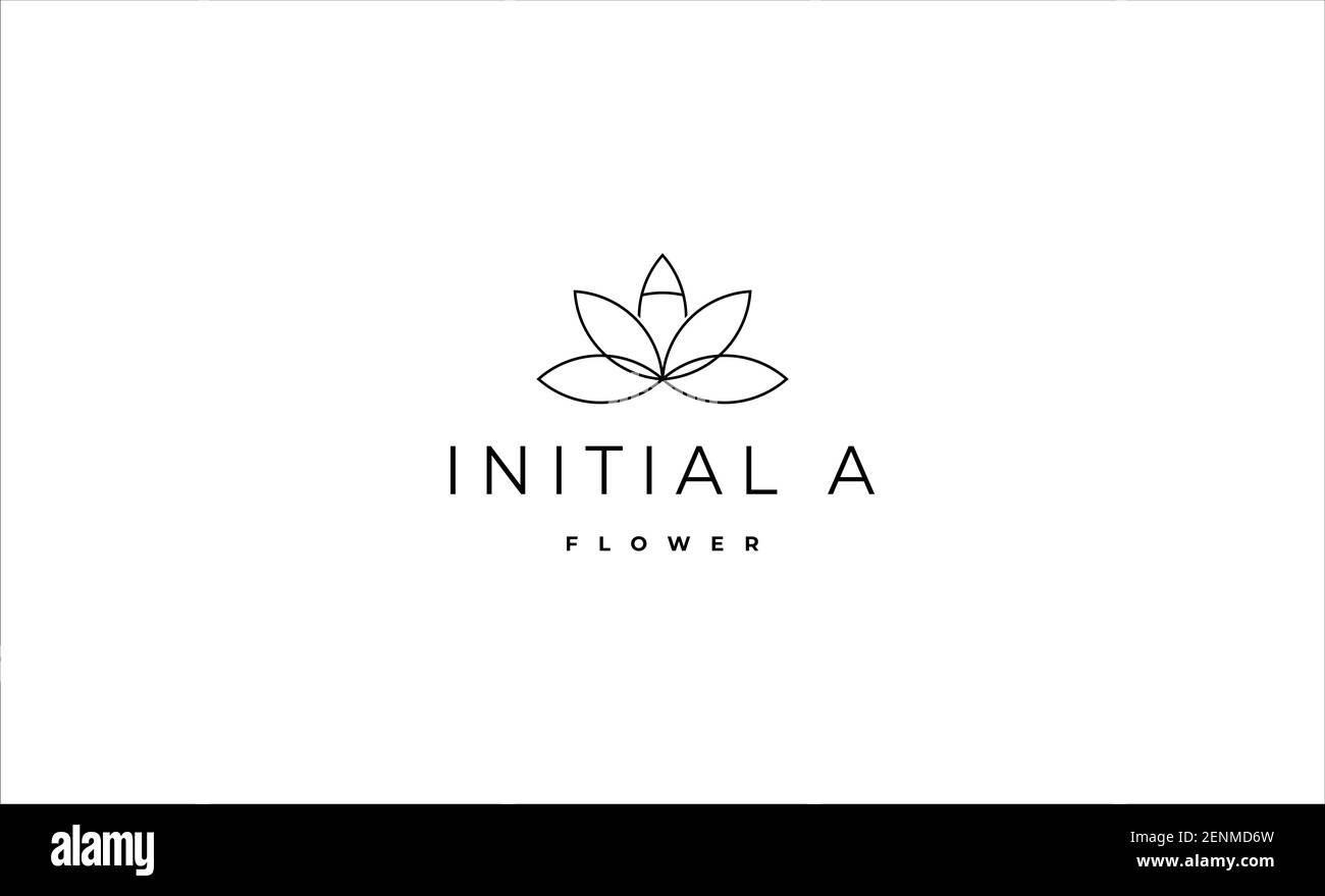 Illustration du logo Letter A Flower Line minimaliste Banque D'Images