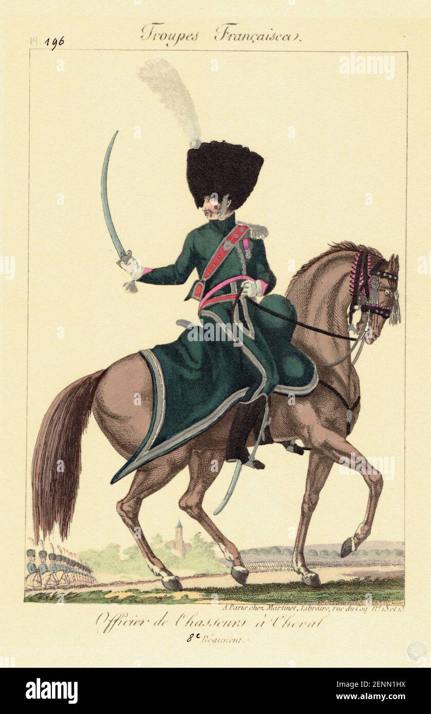 officier du 8e régiment de chasseurs à cheval sous le 1er Empire Banque D'Images