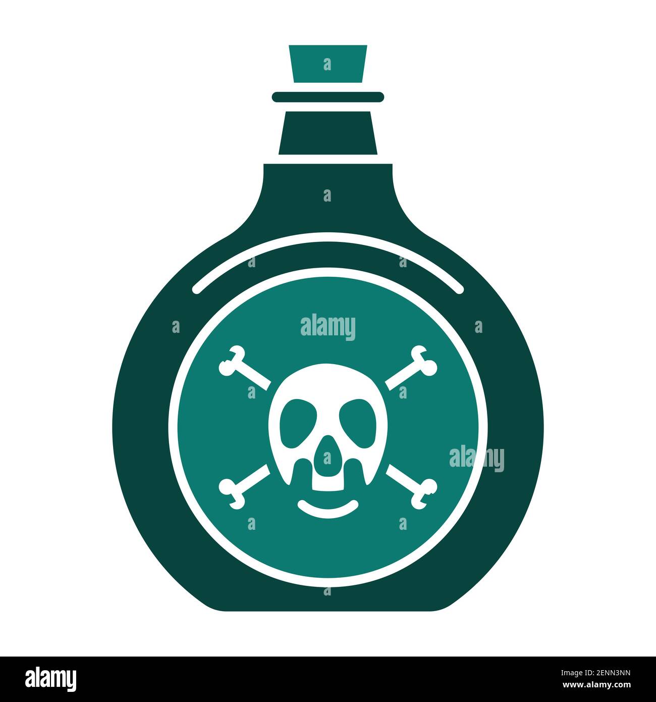 Bouteille de poison à vecteur de couleur plat ou produits chimiques toxiques avec crossbone pour applications ou sites web Illustration de Vecteur