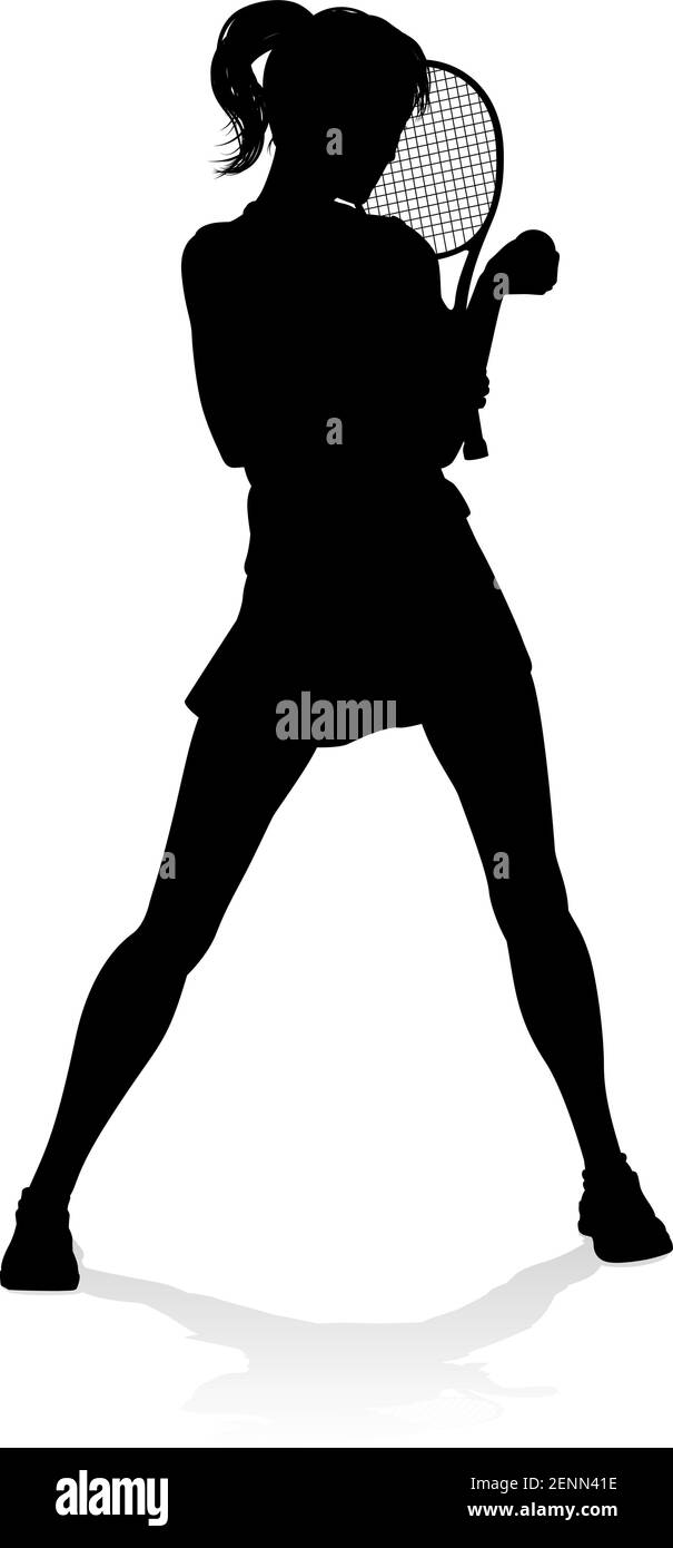Tennis Player Woman Sport Person Silhouette Illustration de Vecteur