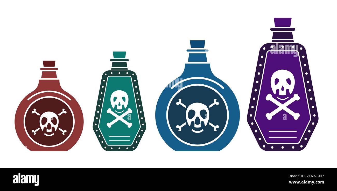 Ensemble de flacons de poison vector Icon ou de produits chimiques toxiques avec crossbone pour applications ou sites web Illustration de Vecteur