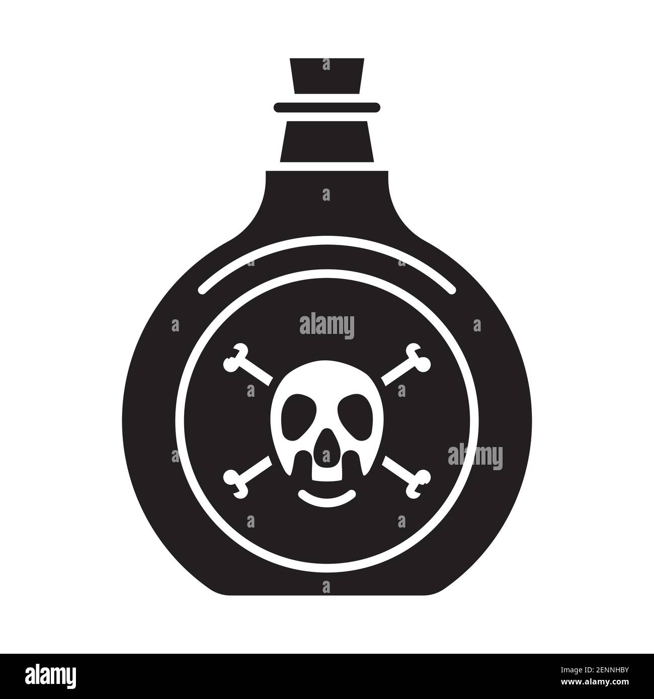 Flacon de poison à vecteur plat Icon ou produits chimiques toxiques avec crossos pour les applications ou les sites web Illustration de Vecteur