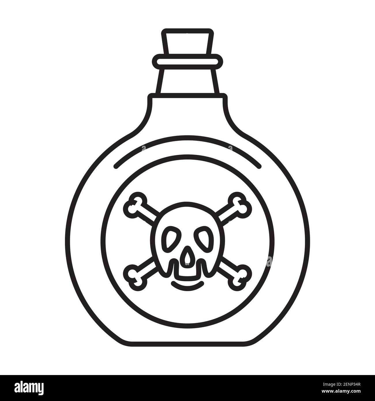 Line art Vector Icon bouteille de poison ou produits chimiques toxiques avec crossbone pour applications ou sites web Illustration de Vecteur