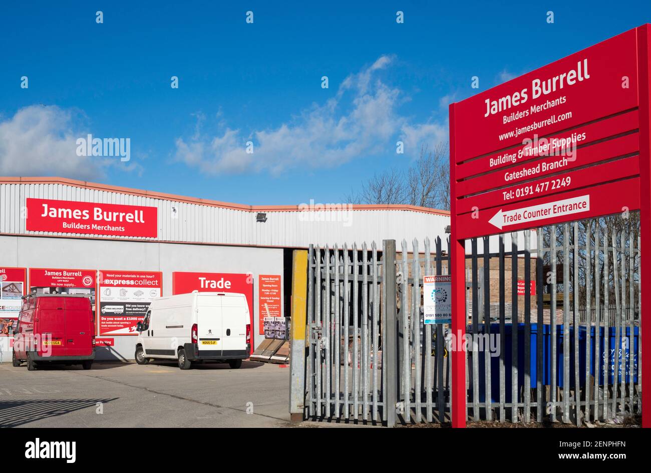 James Burrell constructeurs dépôt de marchands à Gateshead, au nord-est de l'Angleterre au Royaume-Uni Banque D'Images