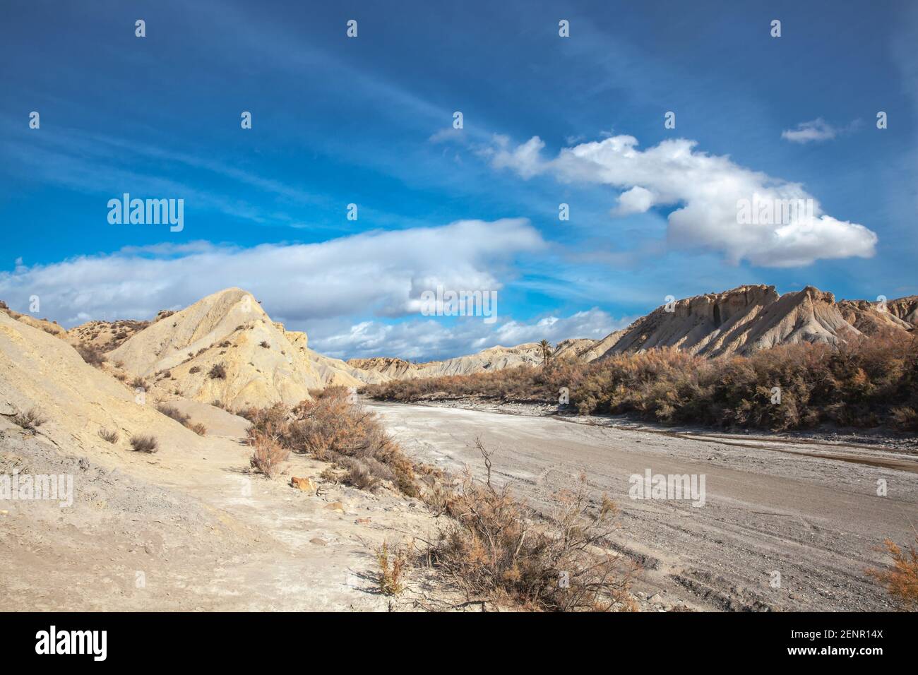 Rambla Paysage dans le désert de Tabernas Espagne Andalousie Almeria nature Voyage aventure Europa Banque D'Images