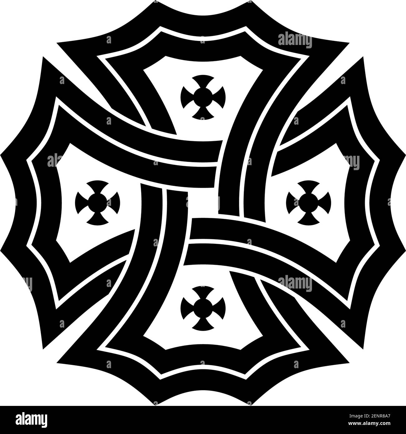 Croix celtique en noir sur fond blanc isolé. Illustration abstraite d'un symbole celtique. Illustration de Vecteur