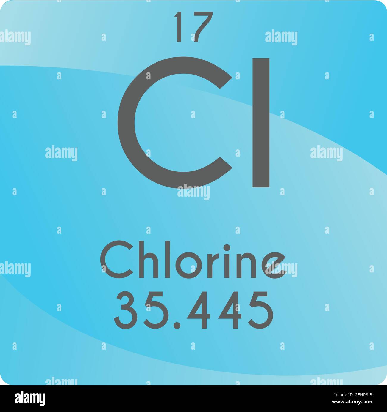 CL Chlorine Halogen Chemical Element Vector Illustration diagramme, avec numéro atomique et masse. Conception plate à gradient simple pour l'éducation, le laboratoire, la science Illustration de Vecteur