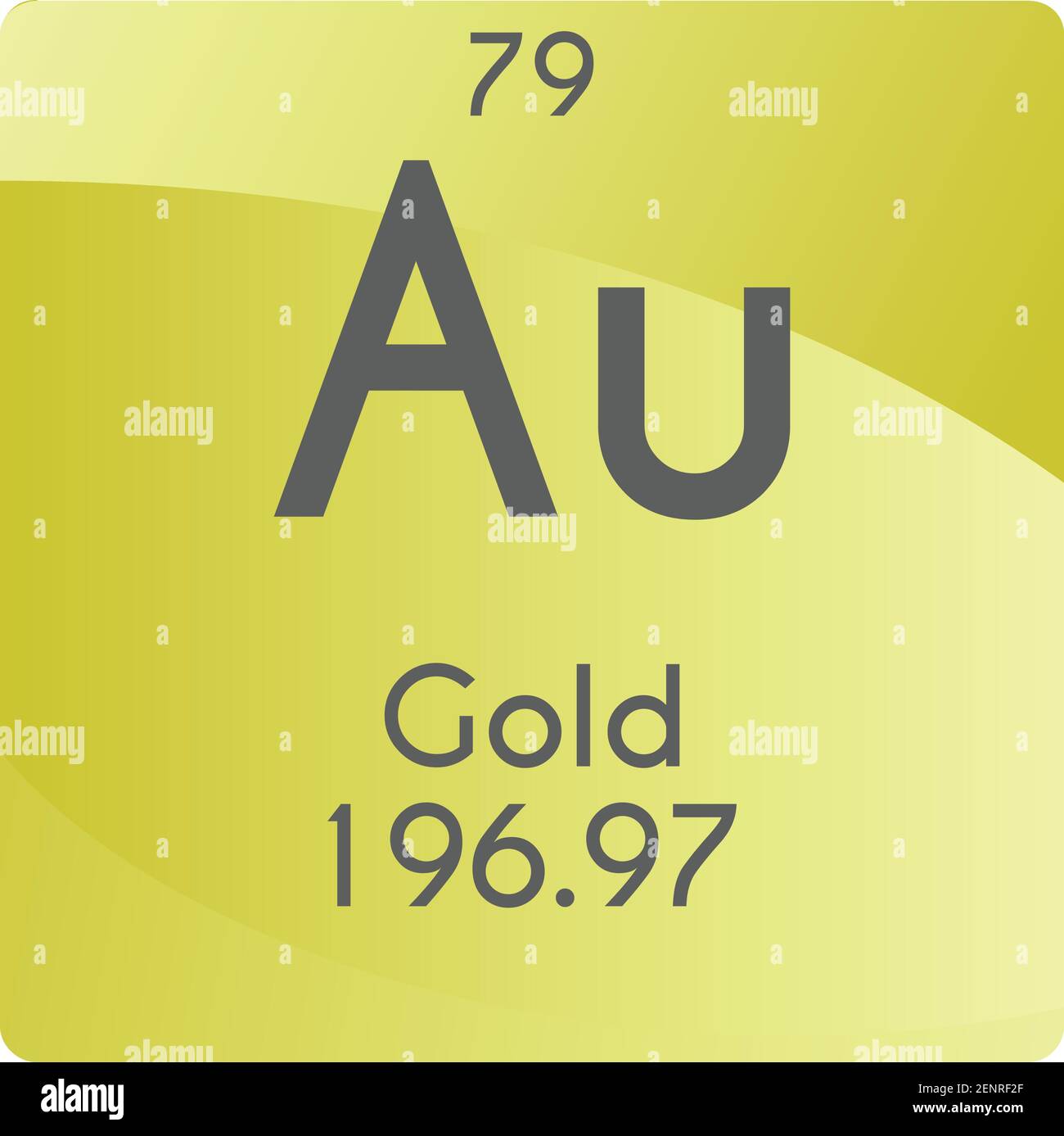 Schéma d'illustration de vecteur d'élément chimique métallique de transition au Gold, avec numéro atomique et masse. Conception plate à gradient simple pour l'enseignement, le laboratoire Illustration de Vecteur