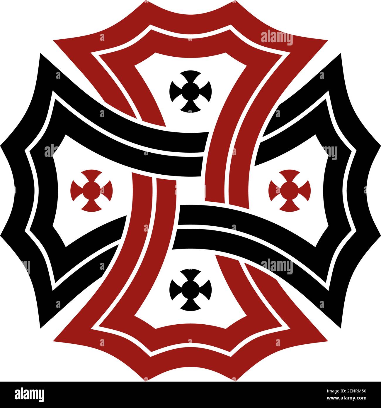 Croix celtique en noir et rouge sur fond blanc isolé. Illustration abstraite d'un symbole celtique. Illustration de Vecteur