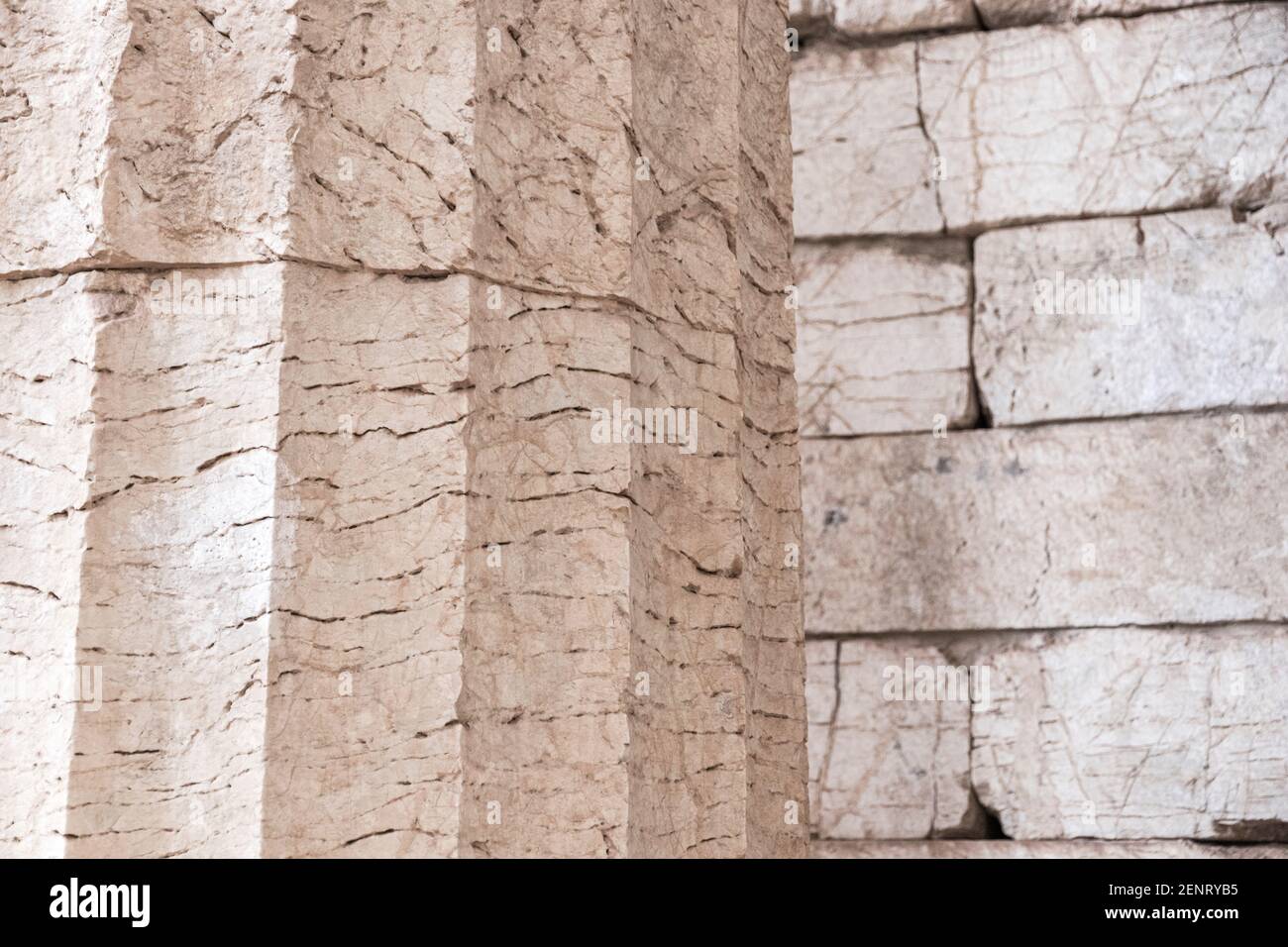 Bassae, Grèce. De grandes colonnes en ruines du temple d'Apollon Epikourios à l'intérieur d'une tente Banque D'Images