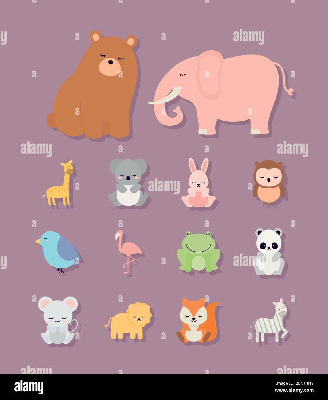 ensemble d'icônes d'animaux pour enfants Illustration de Vecteur