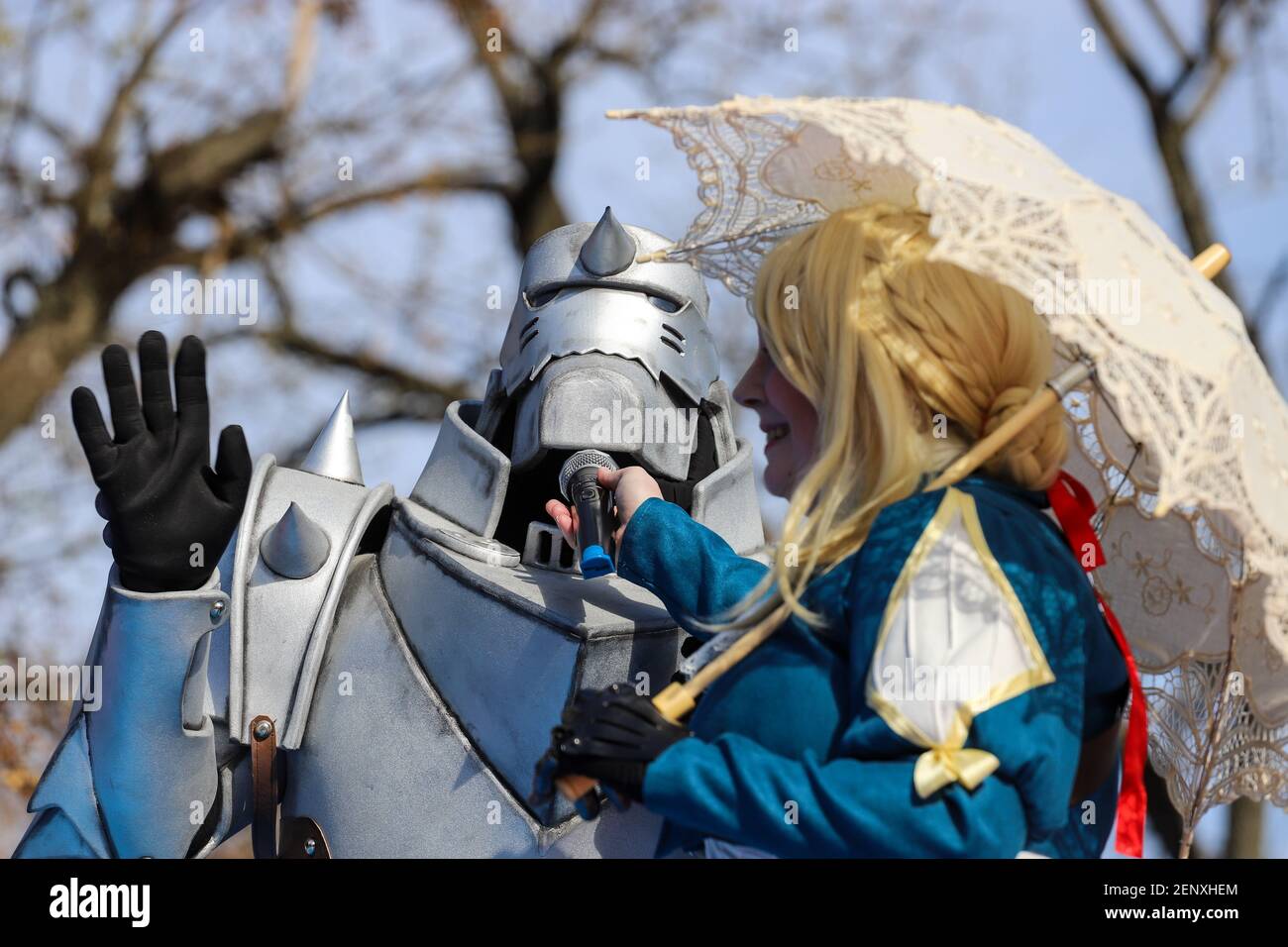 Participants au spectacle Cosplay vu pendant le Festival du Japon 2019 à  Montevideo. Chaque année, l'ambassade du Japon en Uruguay organise le  festival du Japon avec l'idée de faire connaître la culture