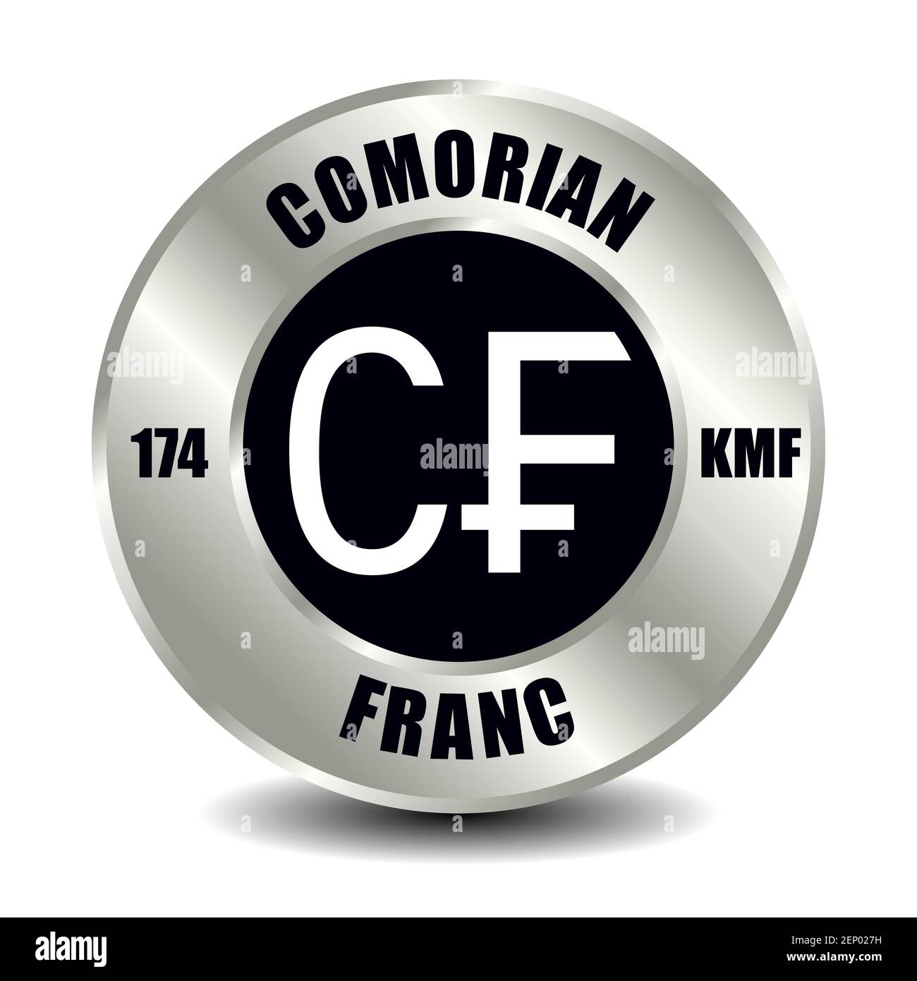 Comores, Îles Comoro icône de l'argent isolée sur la pièce de monnaie