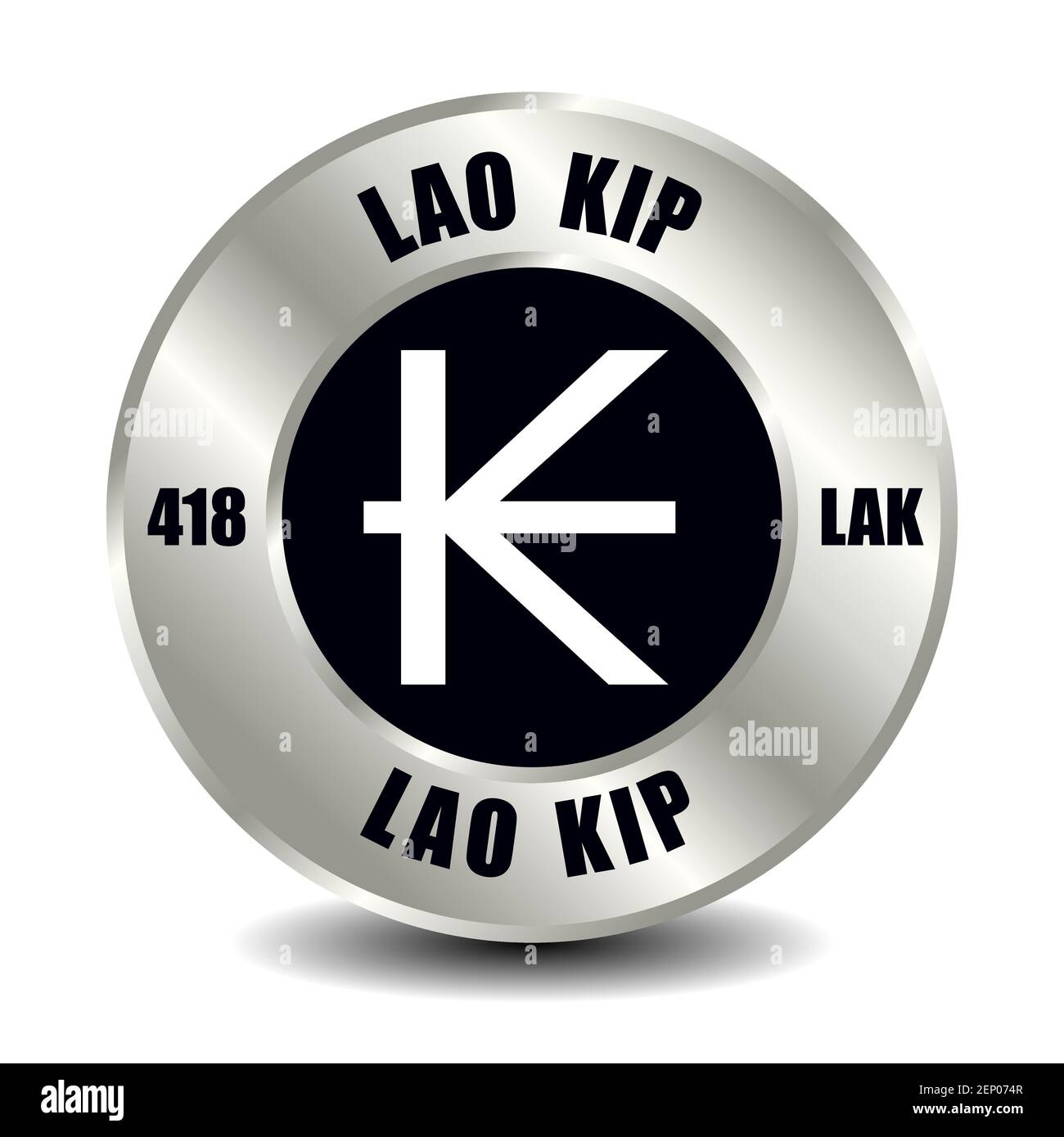 Icône de l'argent du Laos isolée sur la pièce de monnaie ronde en