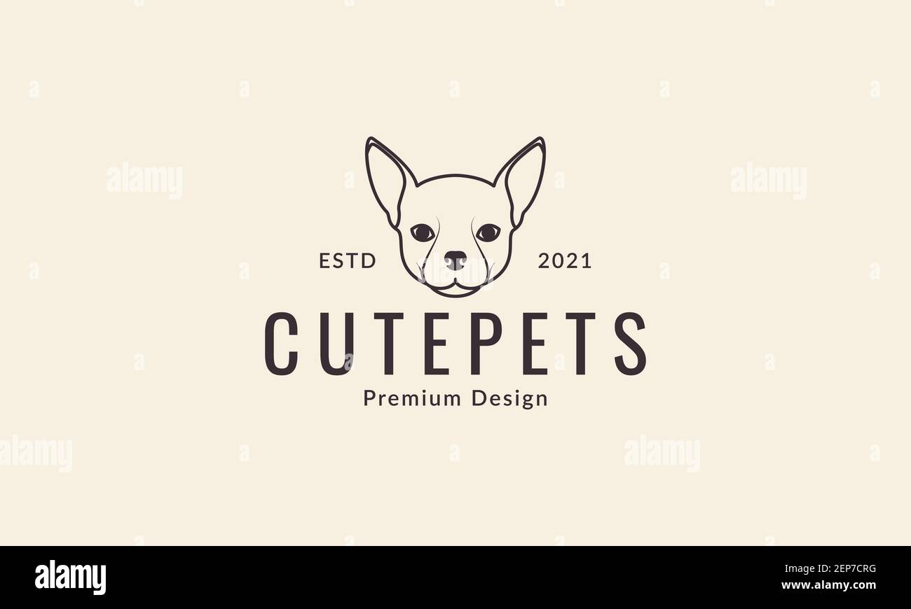 Ligne tête d'animal Pembroke gallois Corgi logo de chien design vecteur illustration graphique du symbole d'icône Illustration de Vecteur