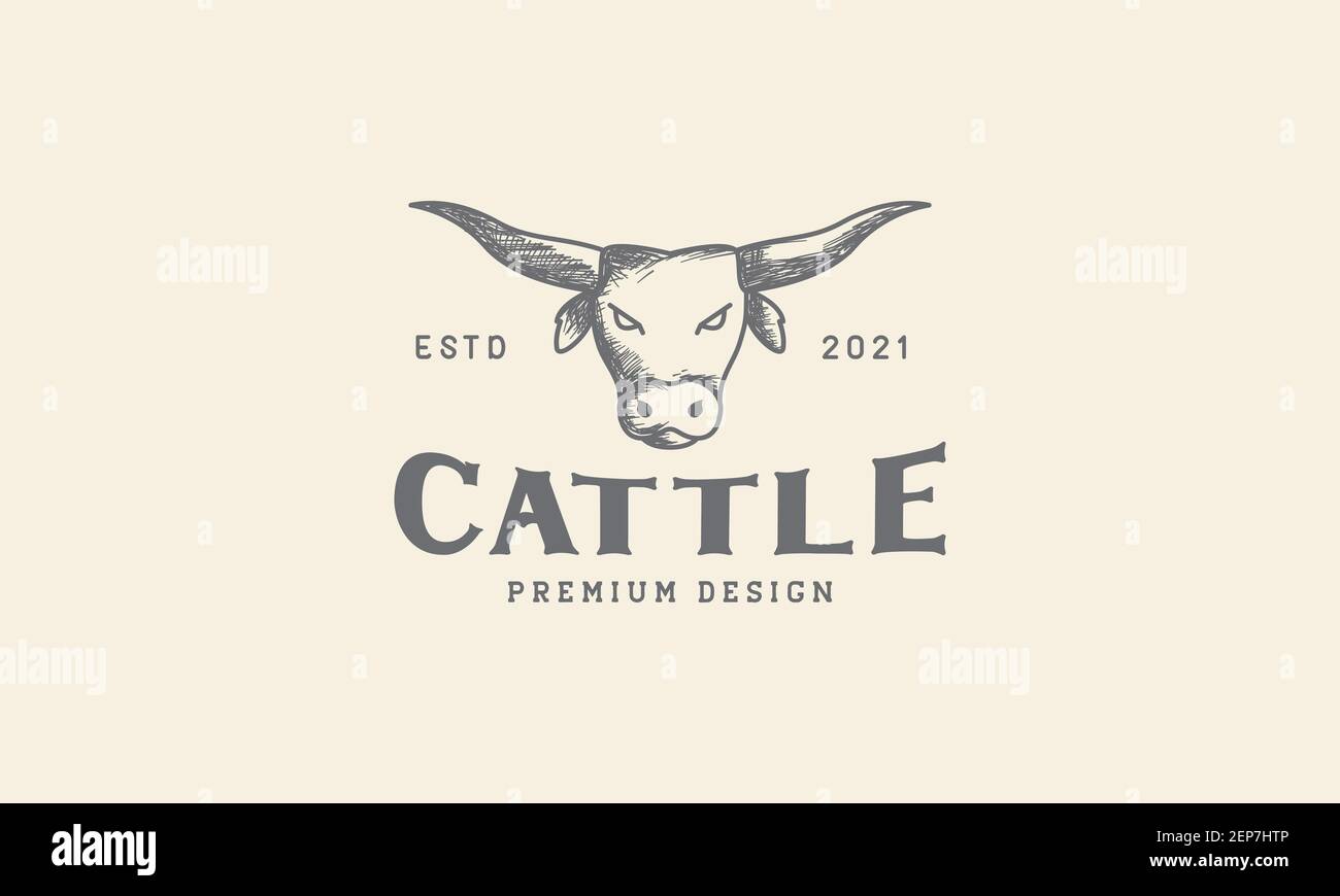 tête de vache logo gravé design vecteur icône symbole illustration graphique Illustration de Vecteur