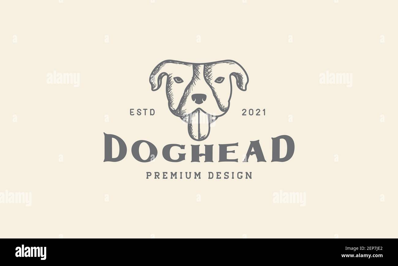 Animaux animaux chiens Bulldog Head logo gravé design icône vectorielle illustration graphique de symbole Illustration de Vecteur