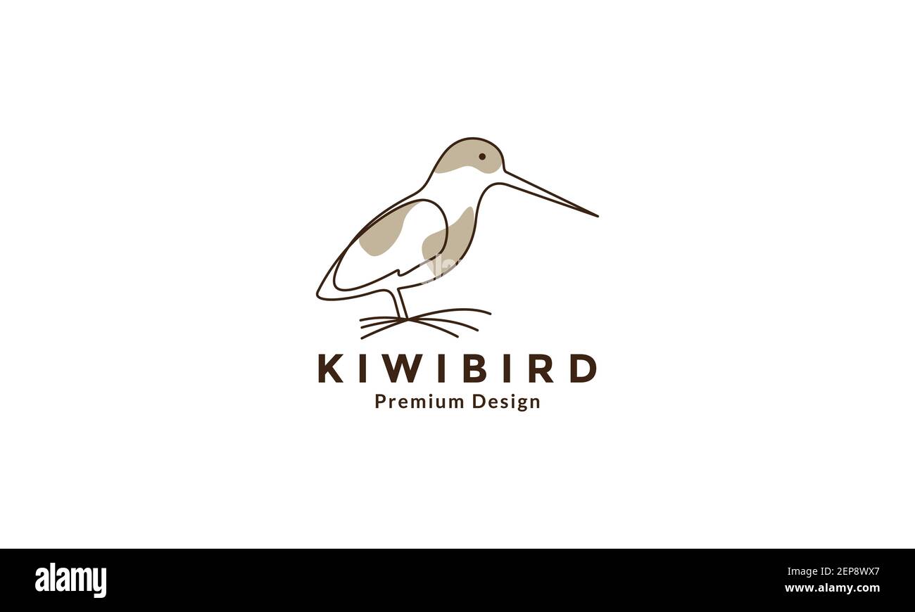 lignes art abstrait animal kiwi oiseau logo design icône vectorielle illustration du symbole Illustration de Vecteur