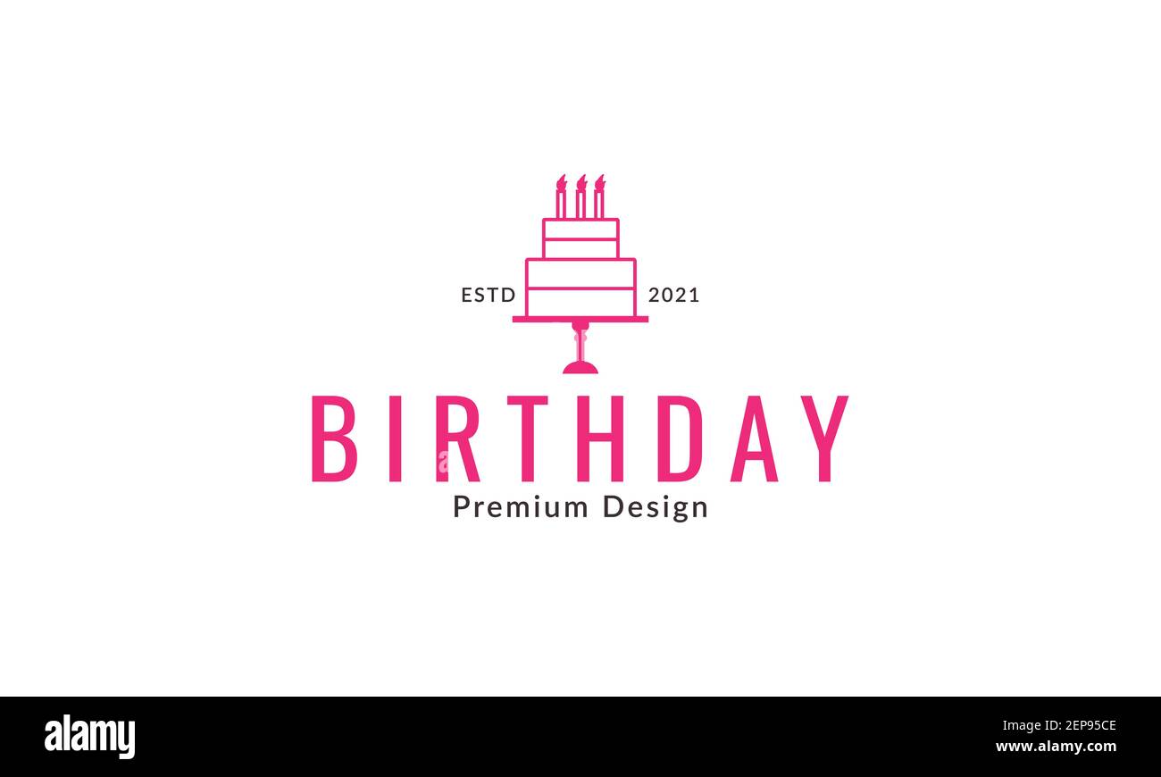 Lignes Roses Gateau D Anniversaire Logo Design Vecteur Icone Symbole Illustration Image Vectorielle Stock Alamy
