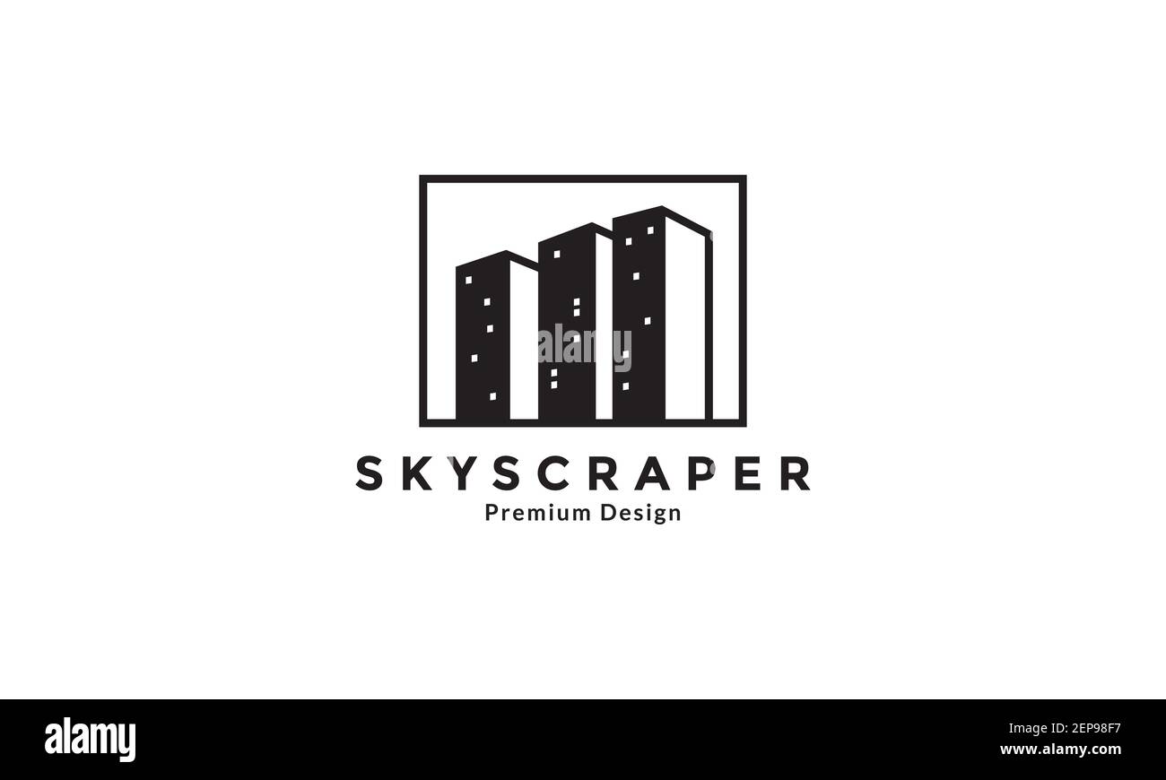 gratte-ciel ou bâtiment haut avec motif vectoriel de logo d'ombre de nuit illustration du symbole d'icône Illustration de Vecteur