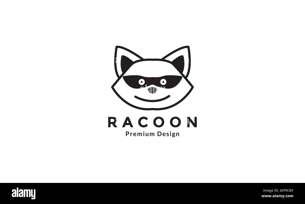 tête dessin animé animal raton laveur logo design vecteur icône symbole illustration Illustration de Vecteur