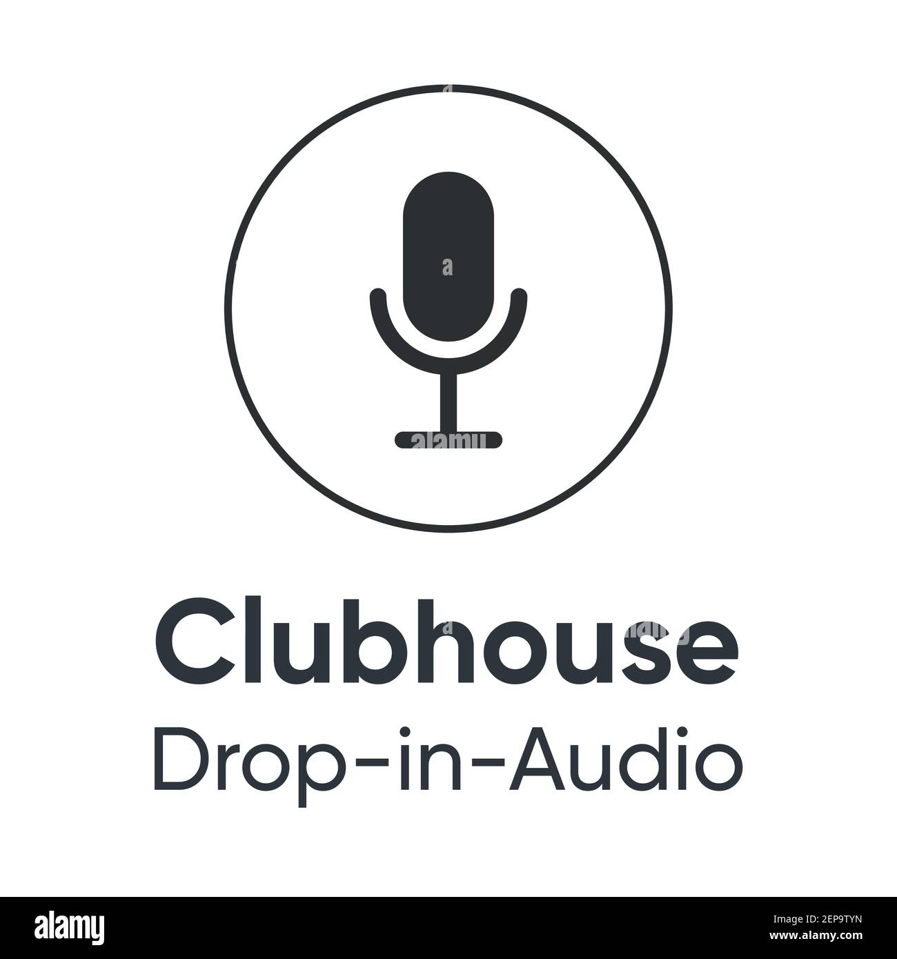 Icône microphone pour inviter dans Clubhouse. Silhouette noire sur fond blanc. Icône de microphone de diffusion. Illustration de Vecteur