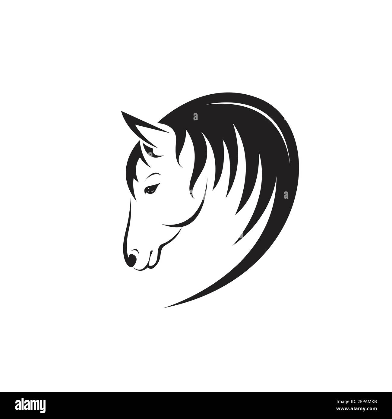 Vecteur de conception de tête de cheval isolé sur fond blanc. Illustration vectorielle superposée facile à modifier. Animaux. Illustration de Vecteur