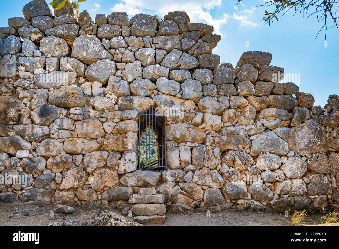 Paroi cyclopéenne nord de la citadelle de Mycenae. Site archéologique de Mycenae dans le Péloponnèse en Grèce Banque D'Images