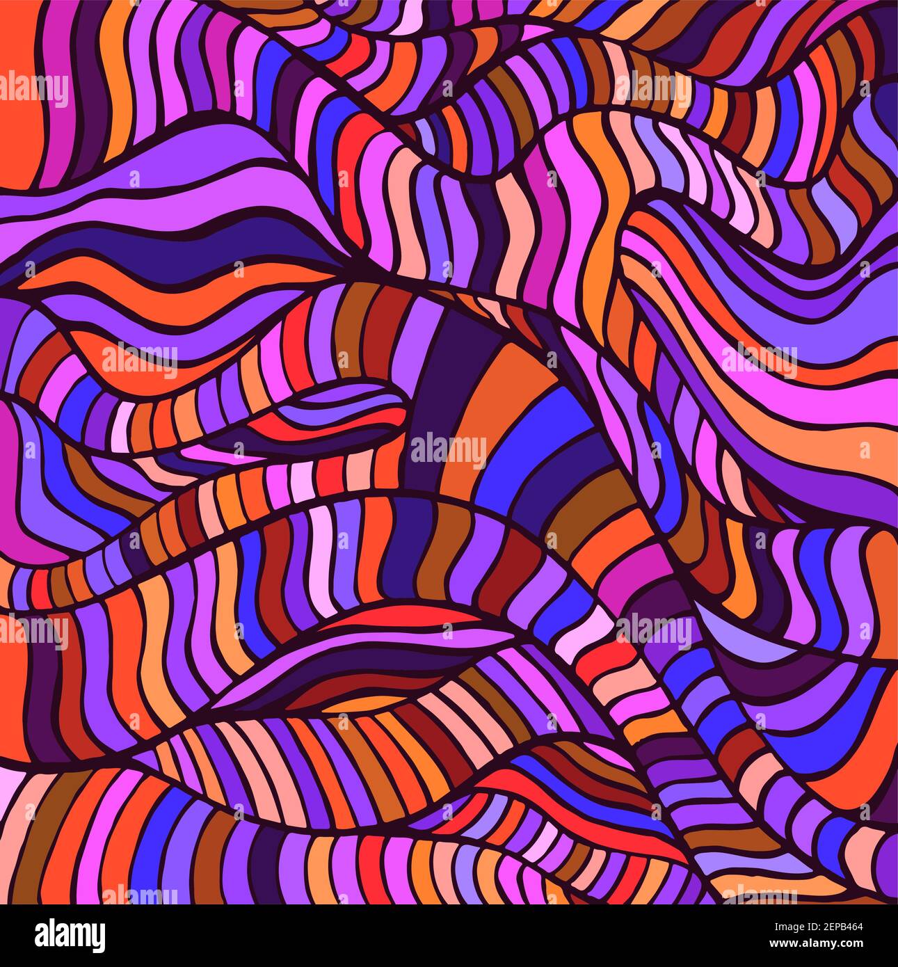 Motley bizare motif abstrait de ligne d'ondes. Style Doodle. Illustration artistique vectorielle dessinée à la main. Illustration de Vecteur