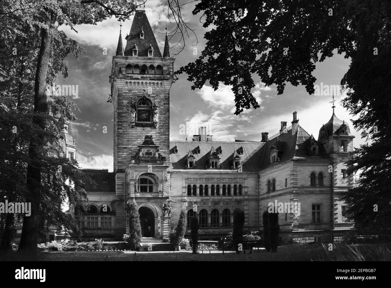 Hunting Lodge Hummelshain Noir et blanc Banque D'Images