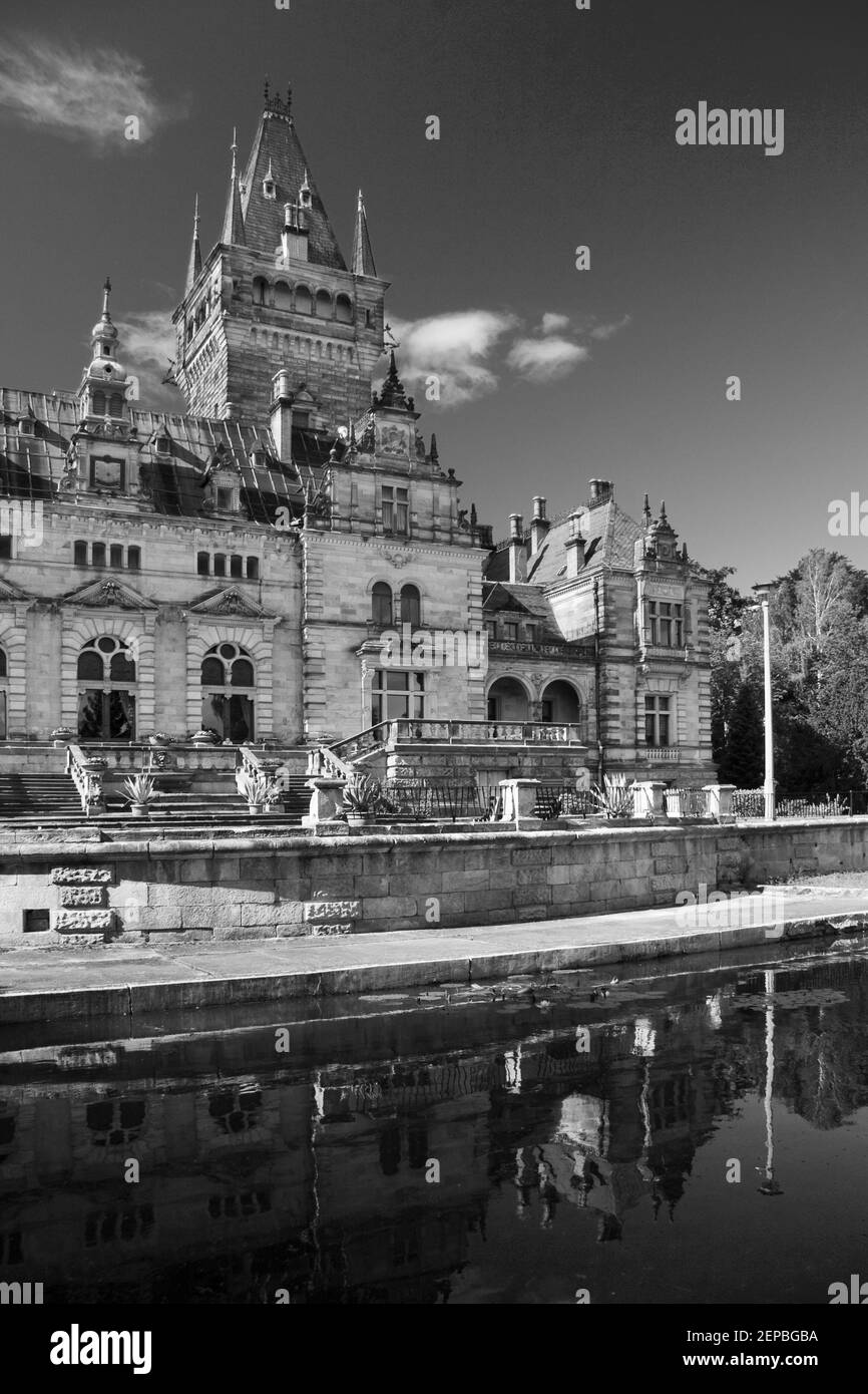 Hunting Lodge Hummelshain Noir et blanc Banque D'Images