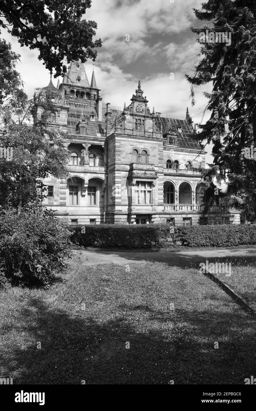 Hunting Lodge Hummelshain Noir et blanc Banque D'Images