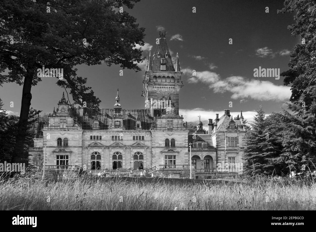 Hunting Lodge Hummelshain Noir et blanc Banque D'Images