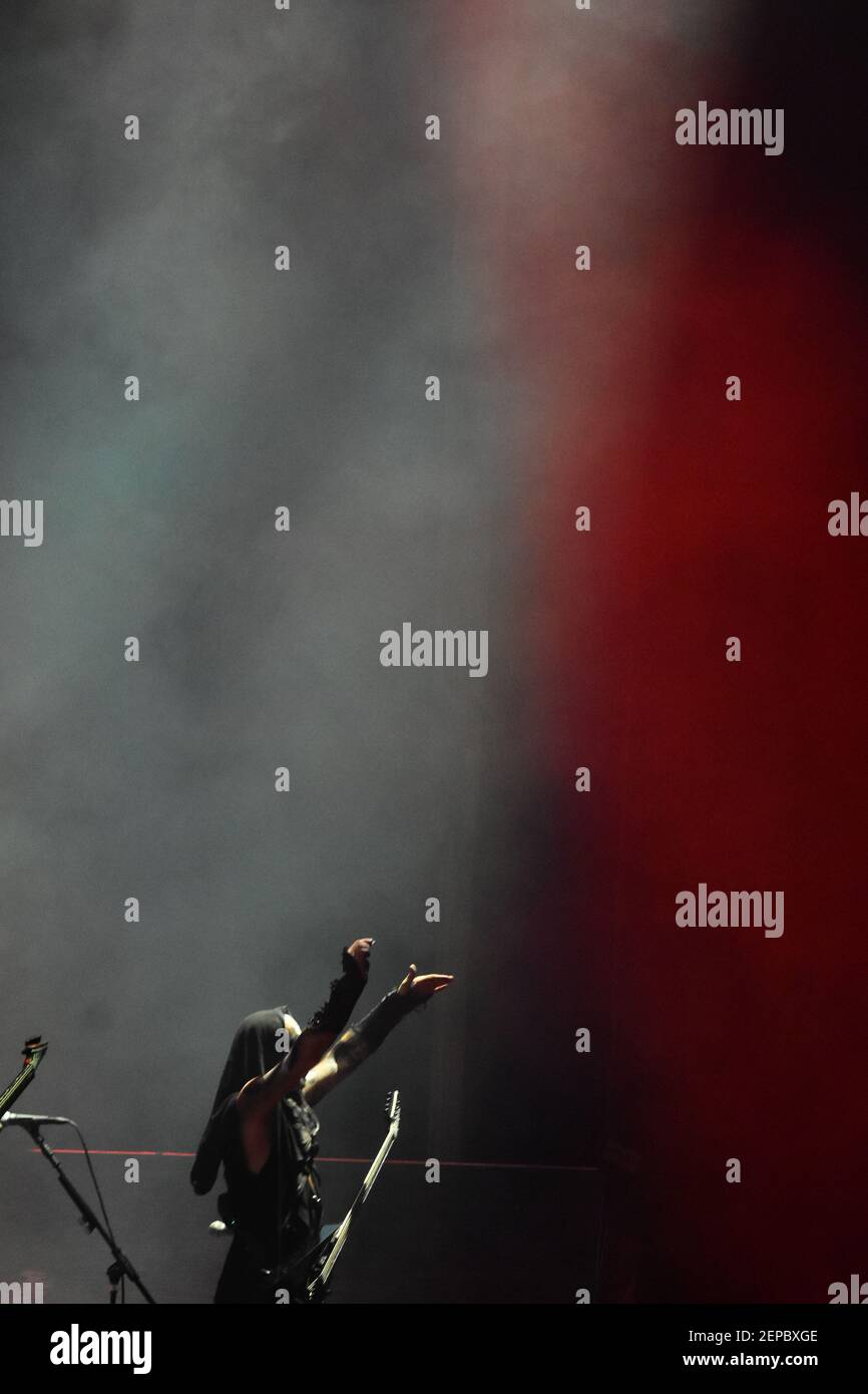 MEXICO, MEXIQUE - NOVEMBRE 30 : le chanteur Adam Darski dirige le groupe Behemoth sur scène pendant le Knot Fest et la Force Fest au Parque Oceania le 30,2019 novembre (photo d'Eyepix/Sipa USA) Banque D'Images