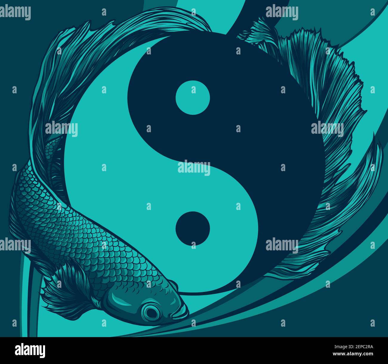 Yin Yang betta splendens FISH vector illustration art Illustration de Vecteur