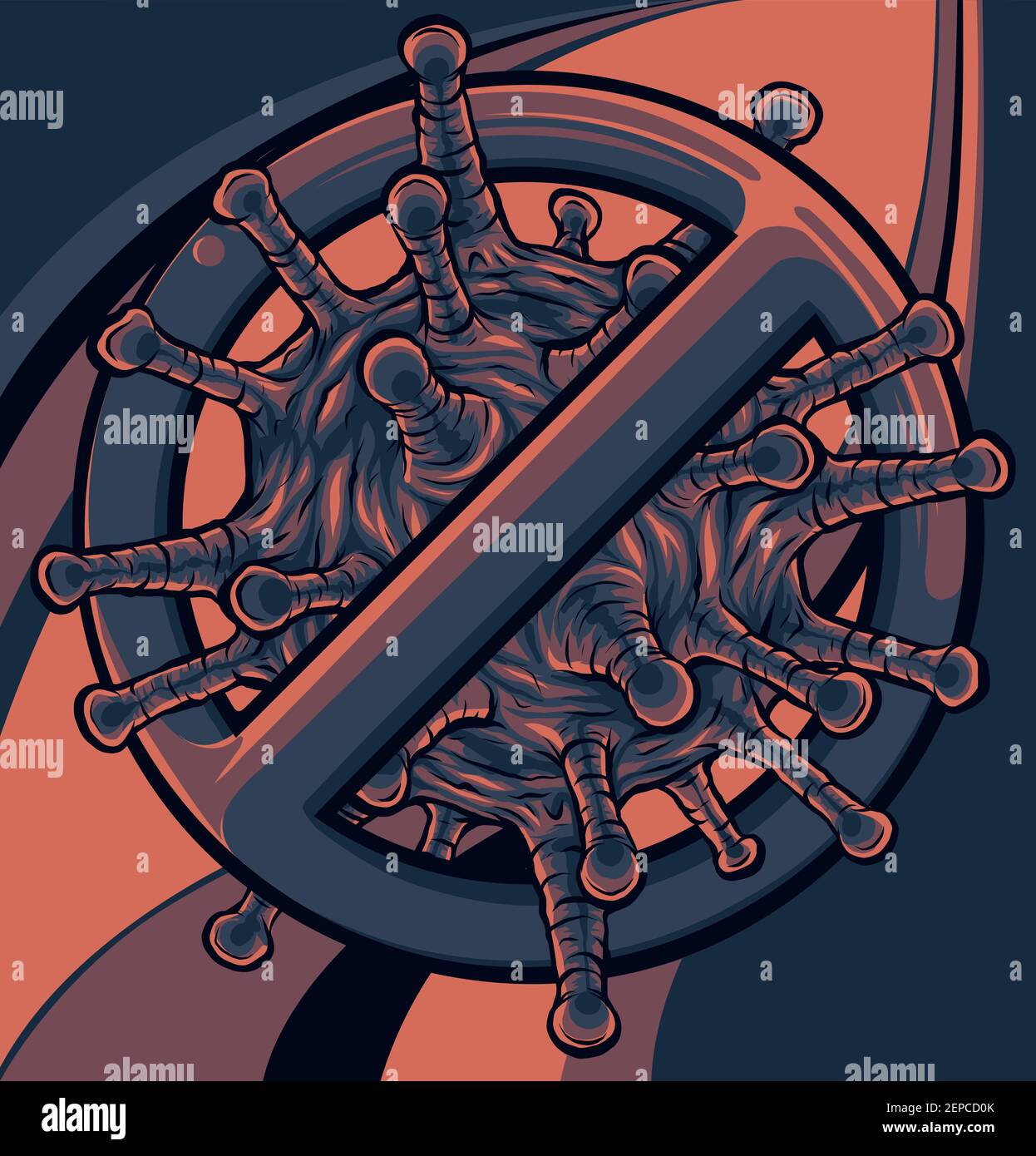 Signe interdit avec l'icône de glyphe de particule de virus Illustration de Vecteur