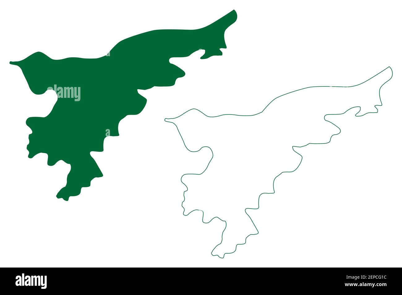 District de Nagaon (État d'Assam, République de l'Inde) carte illustration vectorielle, croquis de scribble carte de Nagaon Illustration de Vecteur