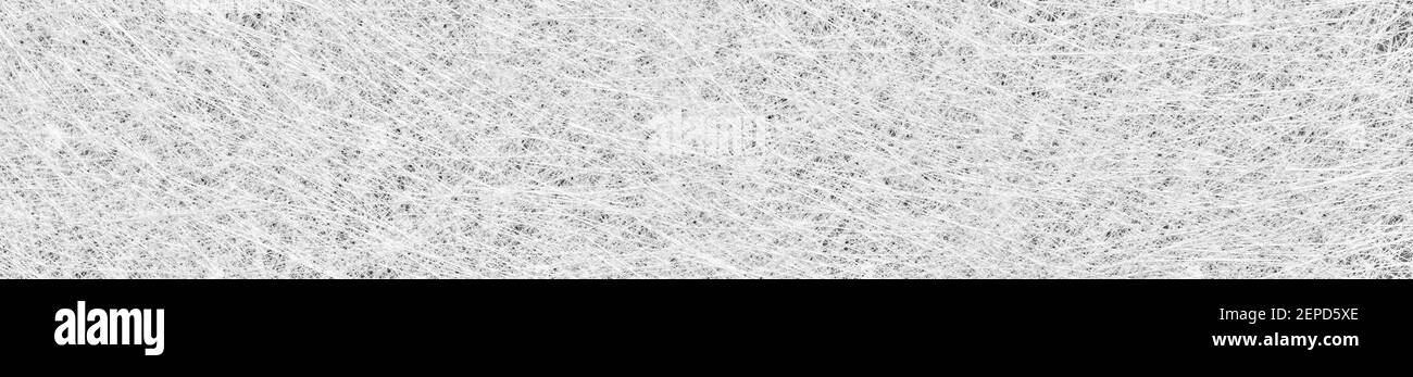 Fibre de verre ou filaments de fibre de verre feuille, arrière-plan de texture abstraite en format bannière. Photographie haute résolution. Banque D'Images