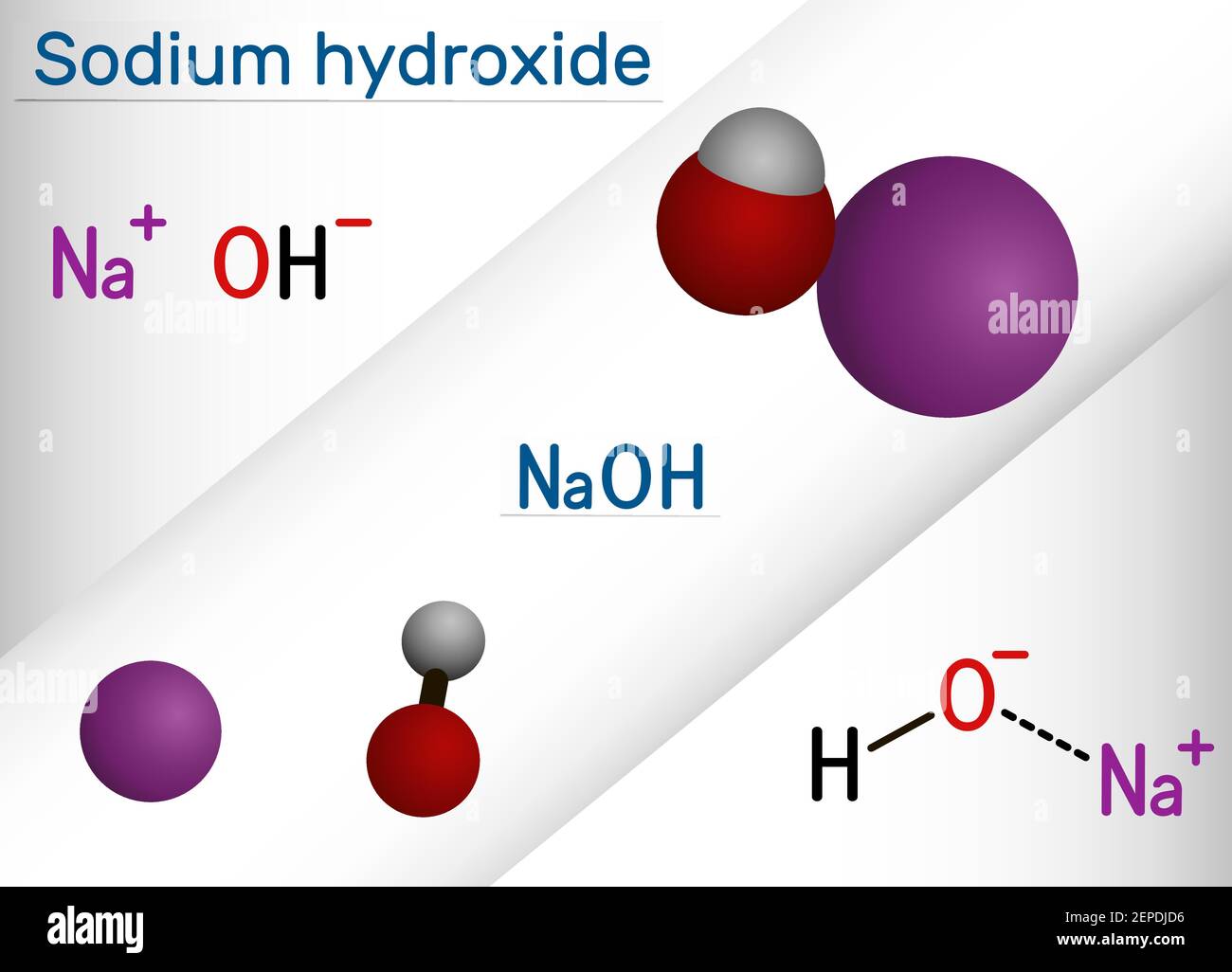 Hydroxyde de sodium, soude caustique, molécule de lessive. Le NaOH est une  base fortement caustique et un composé ionique alcalin. Formule chimique  structurelle et modèle moléculaire Image Vectorielle Stock - Alamy