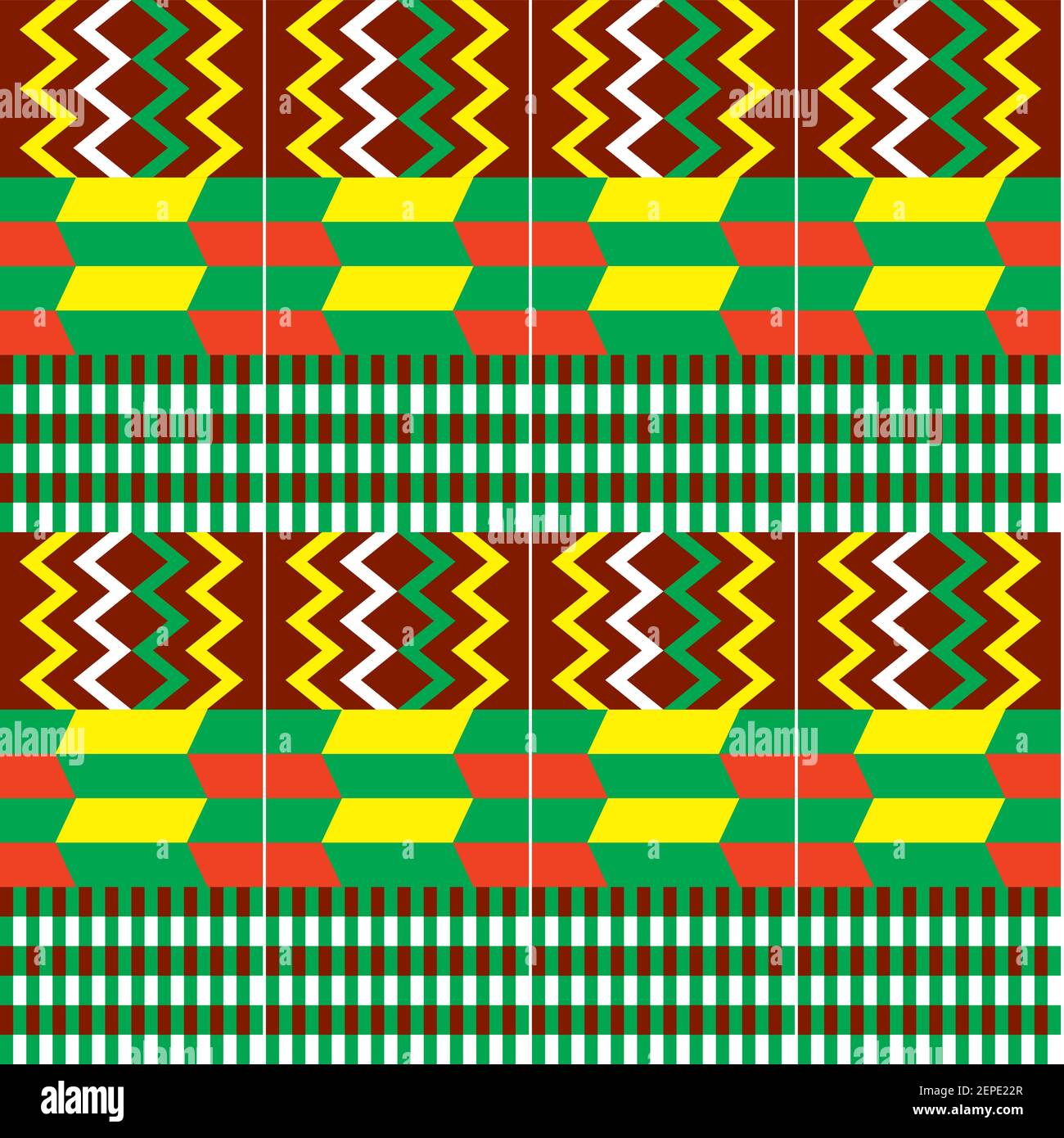 African Kente tissu style vectoriel sans couture motif textile, tribal nwentoma design avec des formes géométriques Illustration de Vecteur