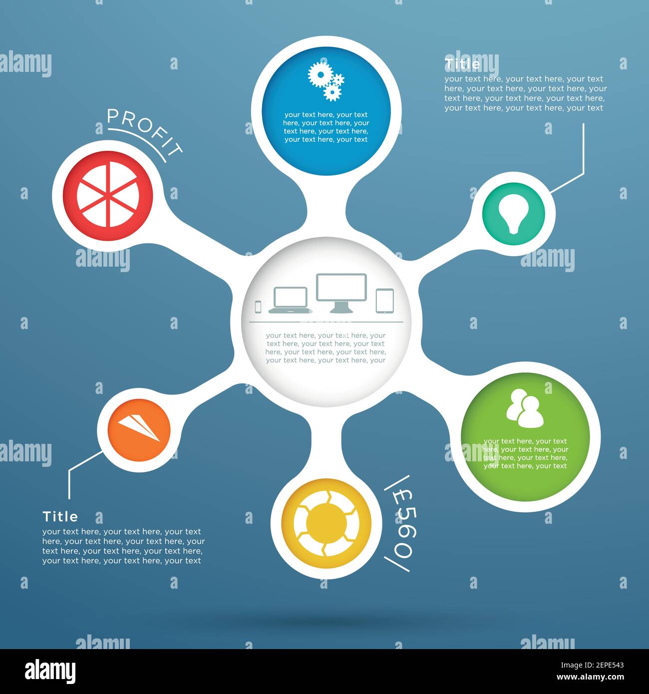 Présentation du diagramme Infographique 3d Circle 5 Illustration de Vecteur