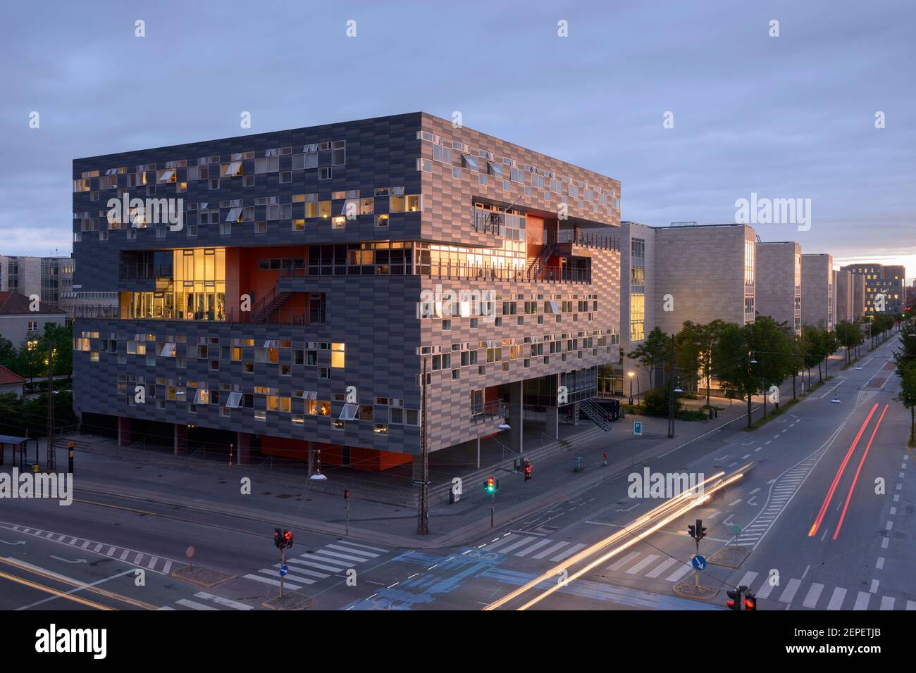 Campus sud de l'Université de Copenhague et dortoir Bikuben Kollegiet à Copenhague, Danemark. Banque D'Images