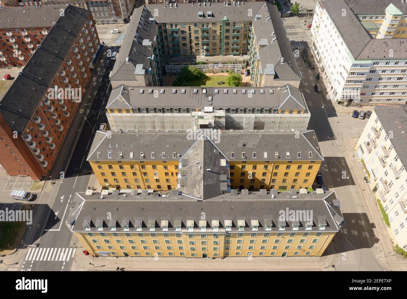 Portrait d'un complexe d'appartements dans le quartier de Christianshavn à Copenhague, Danemark. Banque D'Images