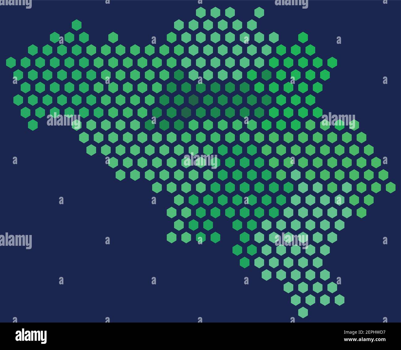 Carte vectorielle des pixels hexagonaux des régions administratives de Belgique zones colorées Illustration de Vecteur