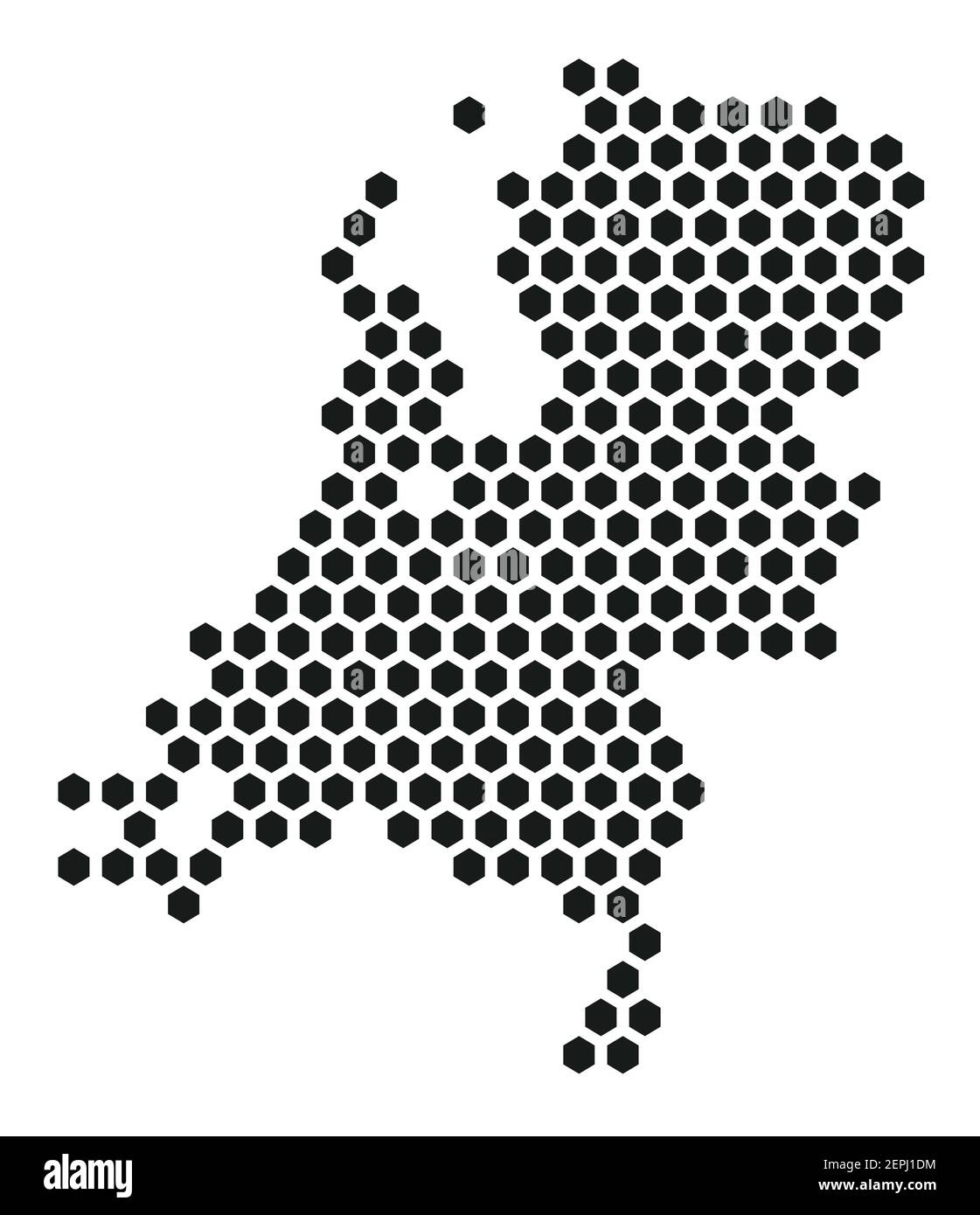 Carte vectorielle de pixels hexagonaux blanc des pays-Bas Illustration de Vecteur